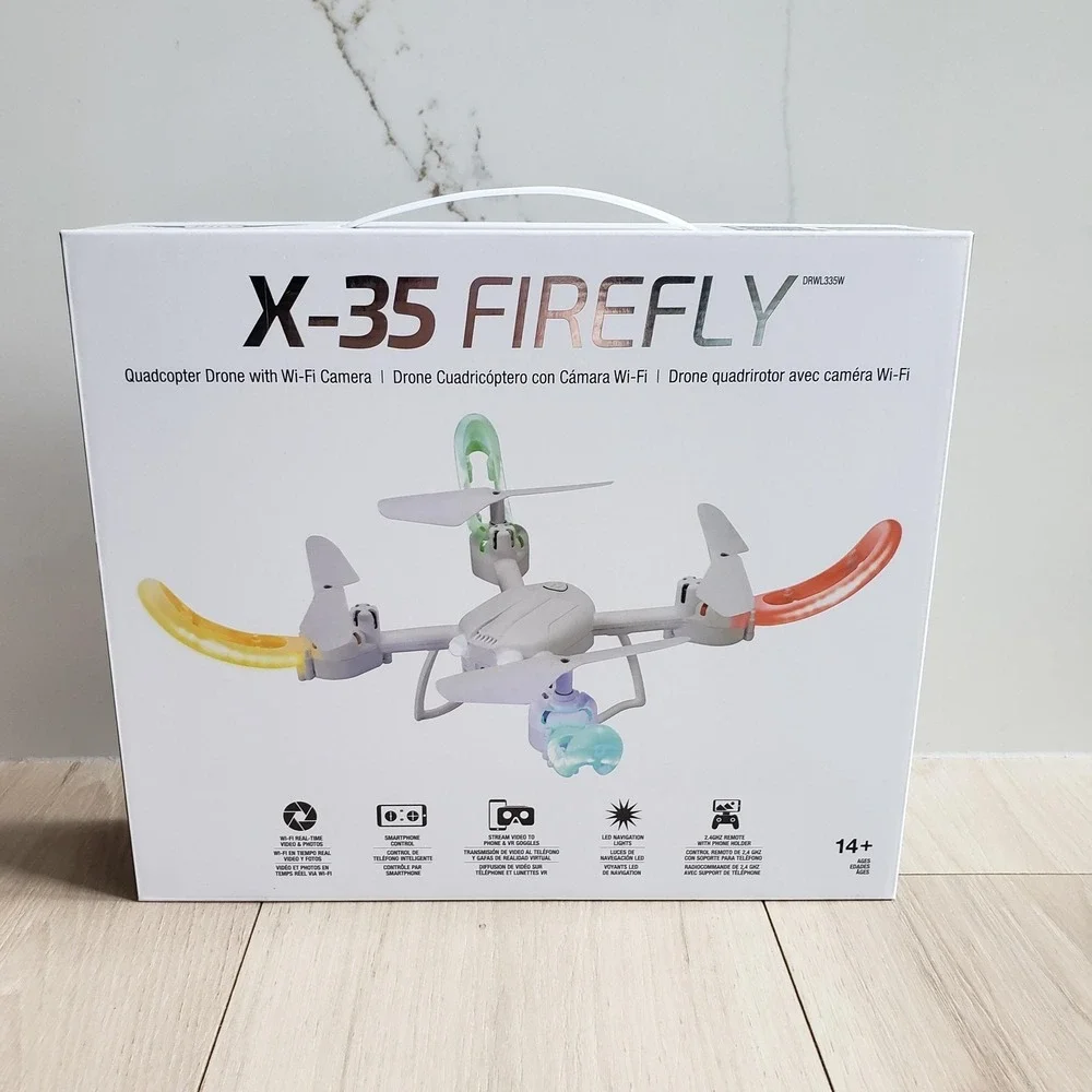 Sky Rider X-35 Firefly Ready To Fly Drone Wi-Fi Camera White LED RC Quadcopter